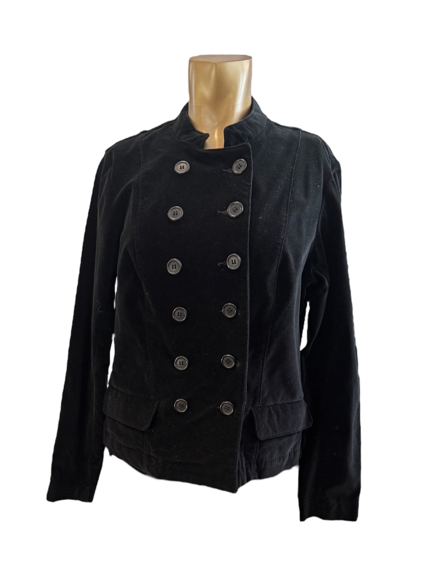 Ana Velvet Double-Breasted Military Jacket Size L