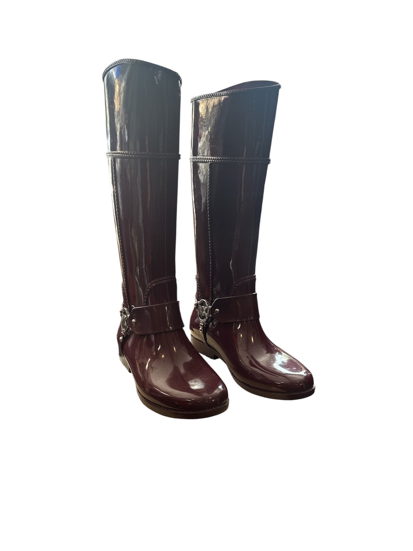 Michael Kors Burgandy Rain Boots w/ Glossy Finish Size 6