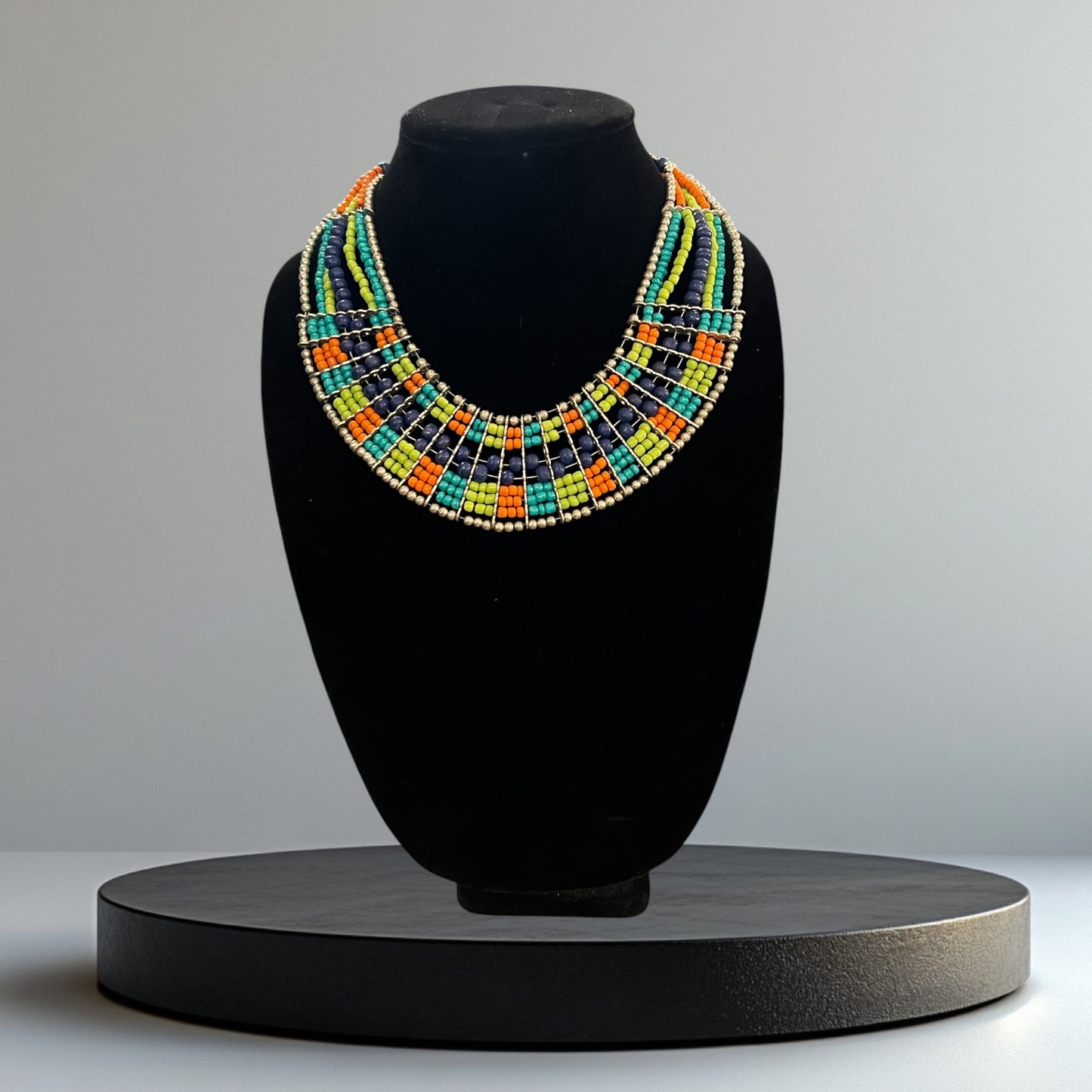 Colorful Tribal Beaded Collar Necklace
