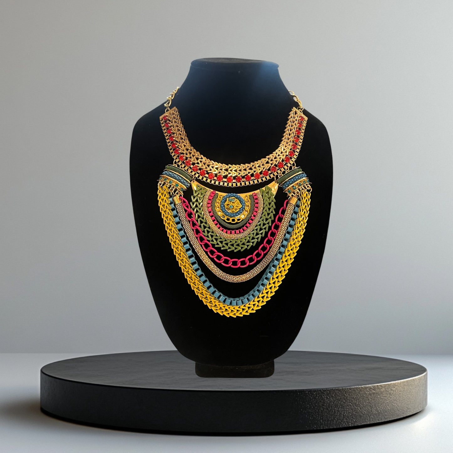 Multicolor Layered Statement Bib Necklace