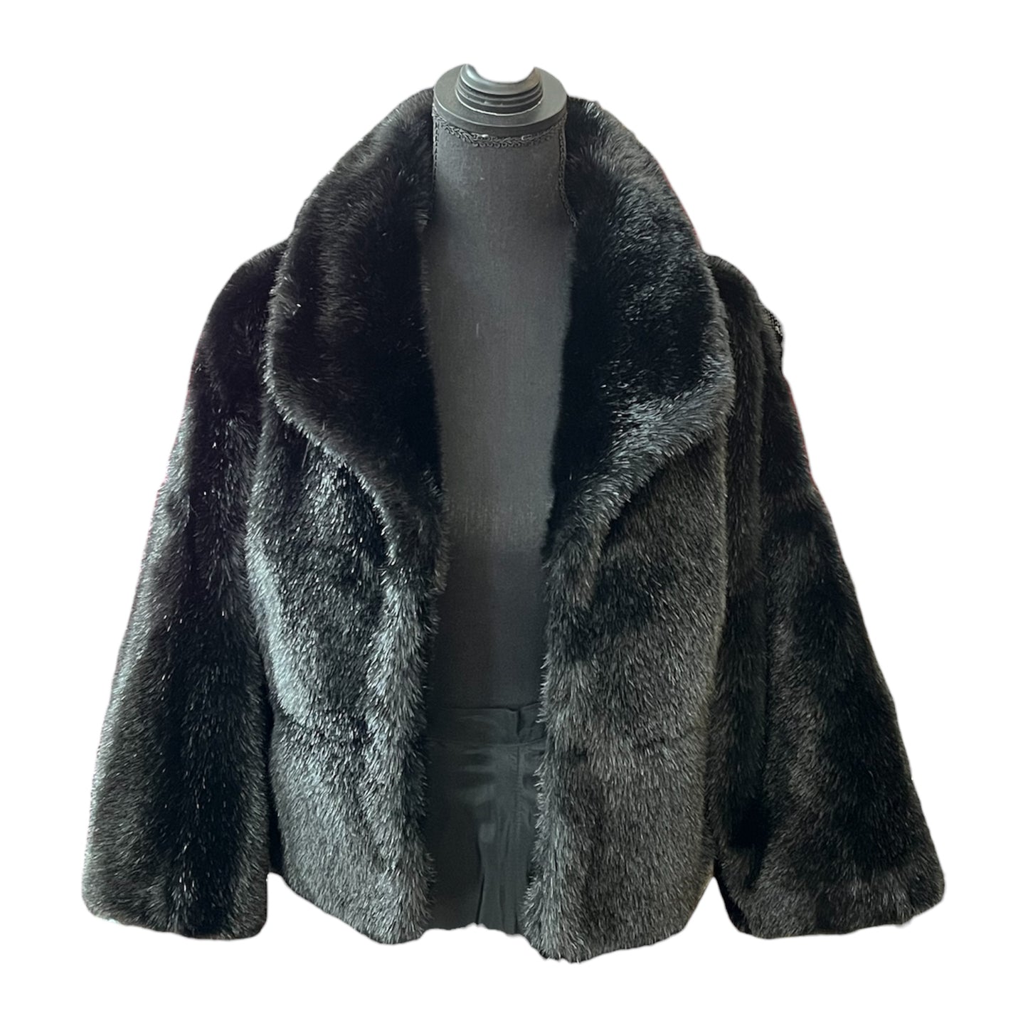 Style&co. Black Faux Fur Midi Jacket