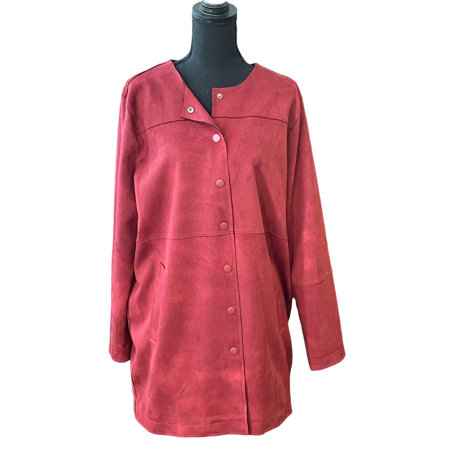 Peck&Peck Burgundy Suede Button Up Duster Size L