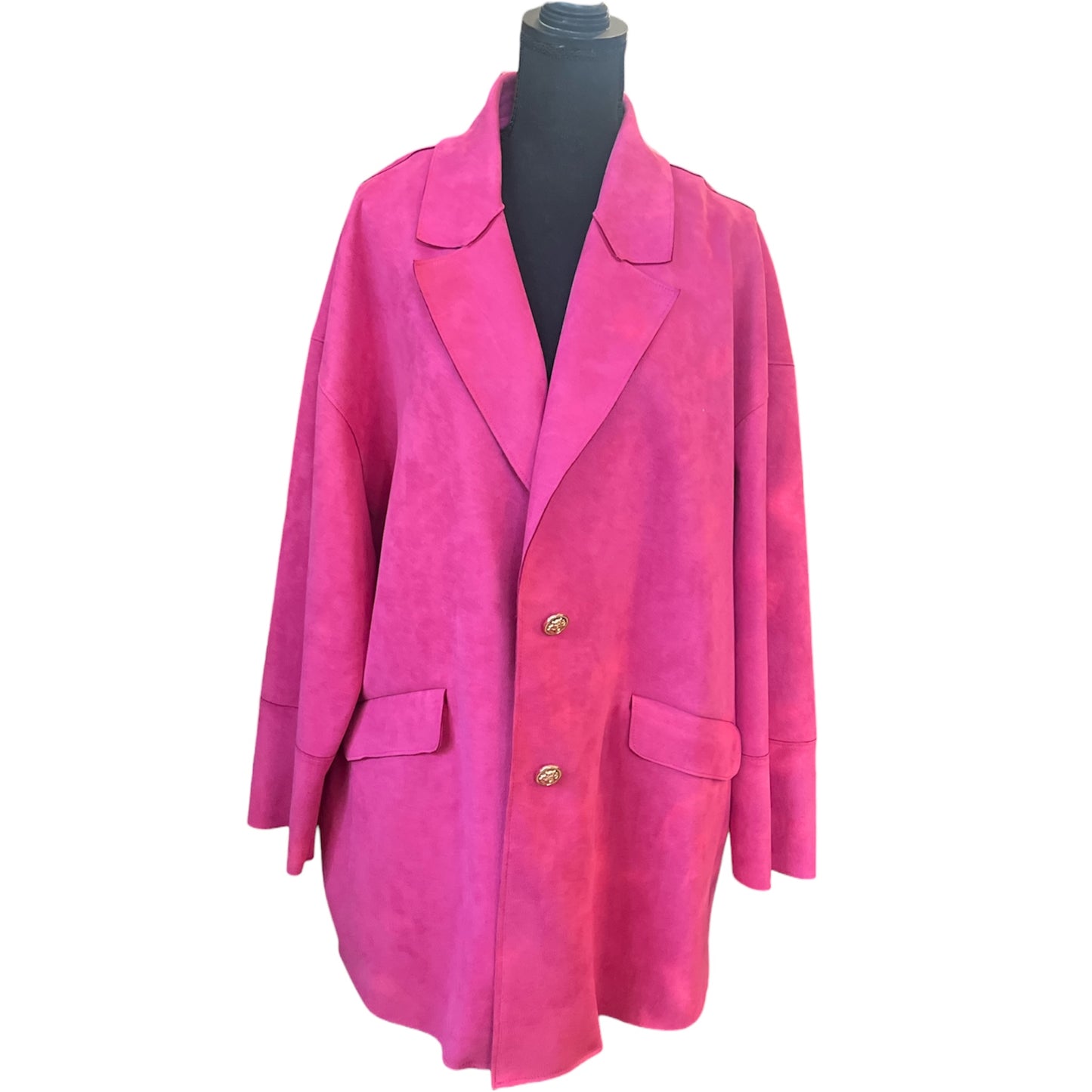 Meritt Fushsia Pink Suede Jacket w/ Gold Buttons