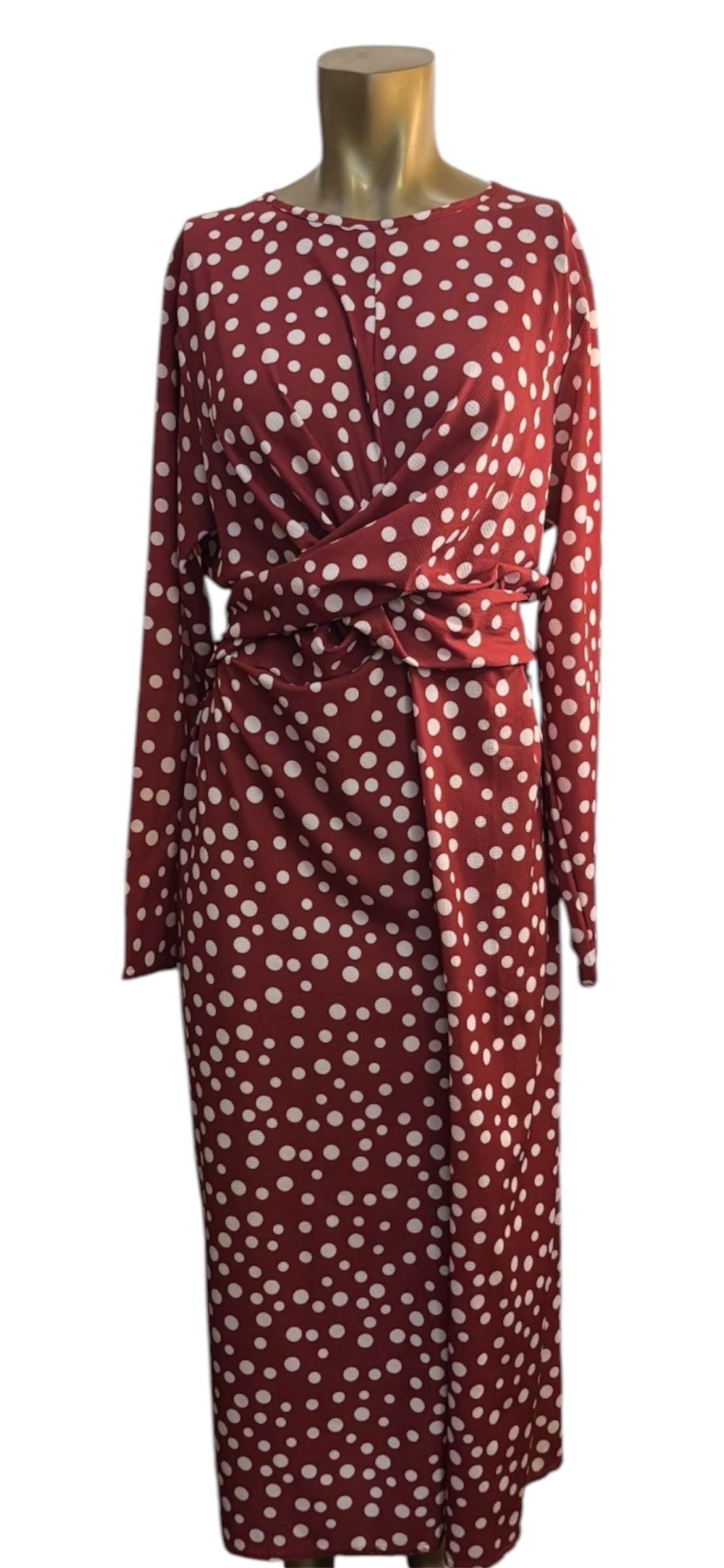 Boohoo Red & White Polka Dot Midi Jumpsuit Size 18