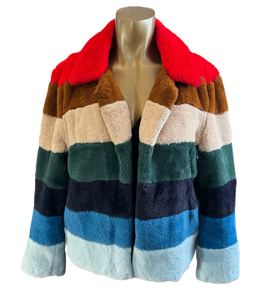 BLANKNYC Multicolor Faux Fur Coat Size S