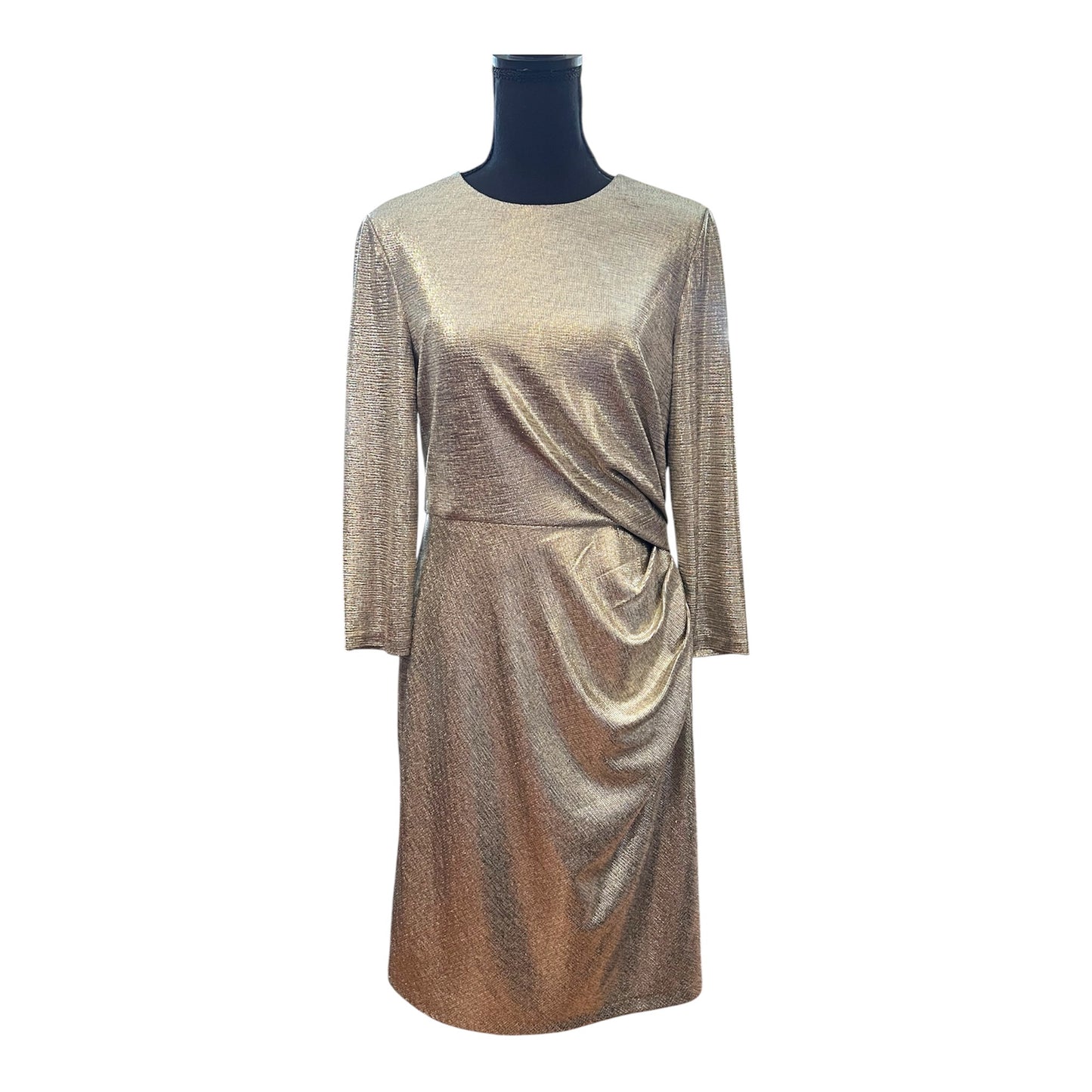 Vince Camuto Metallic Knit Side Tuck Dress Size 12