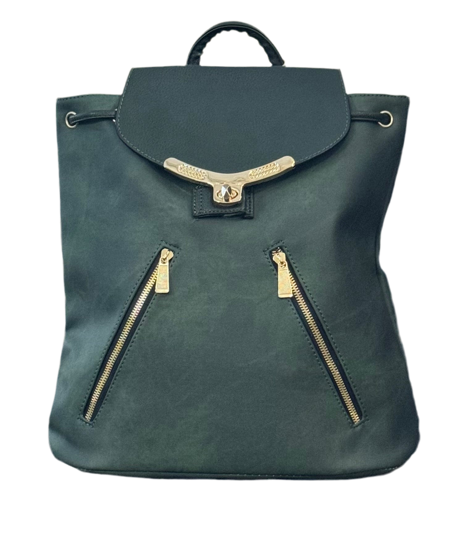 Green Faux Leather Backpack