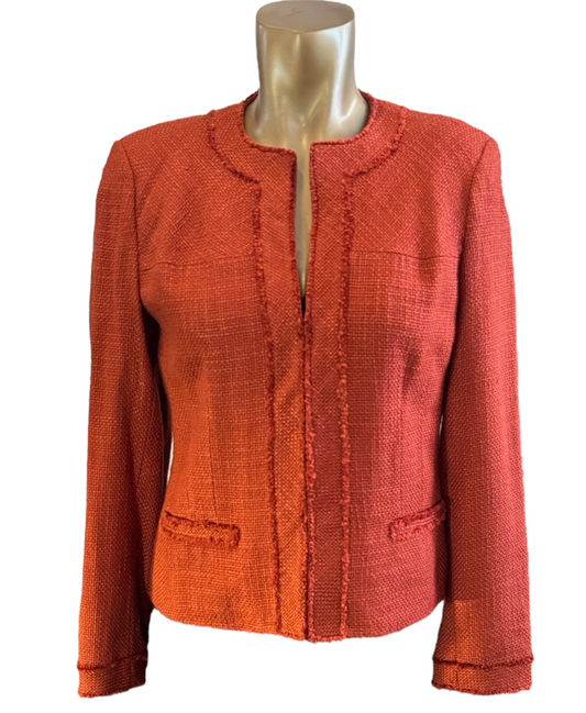 KASPER Petite Orange Tweed Jacket Size 4P
