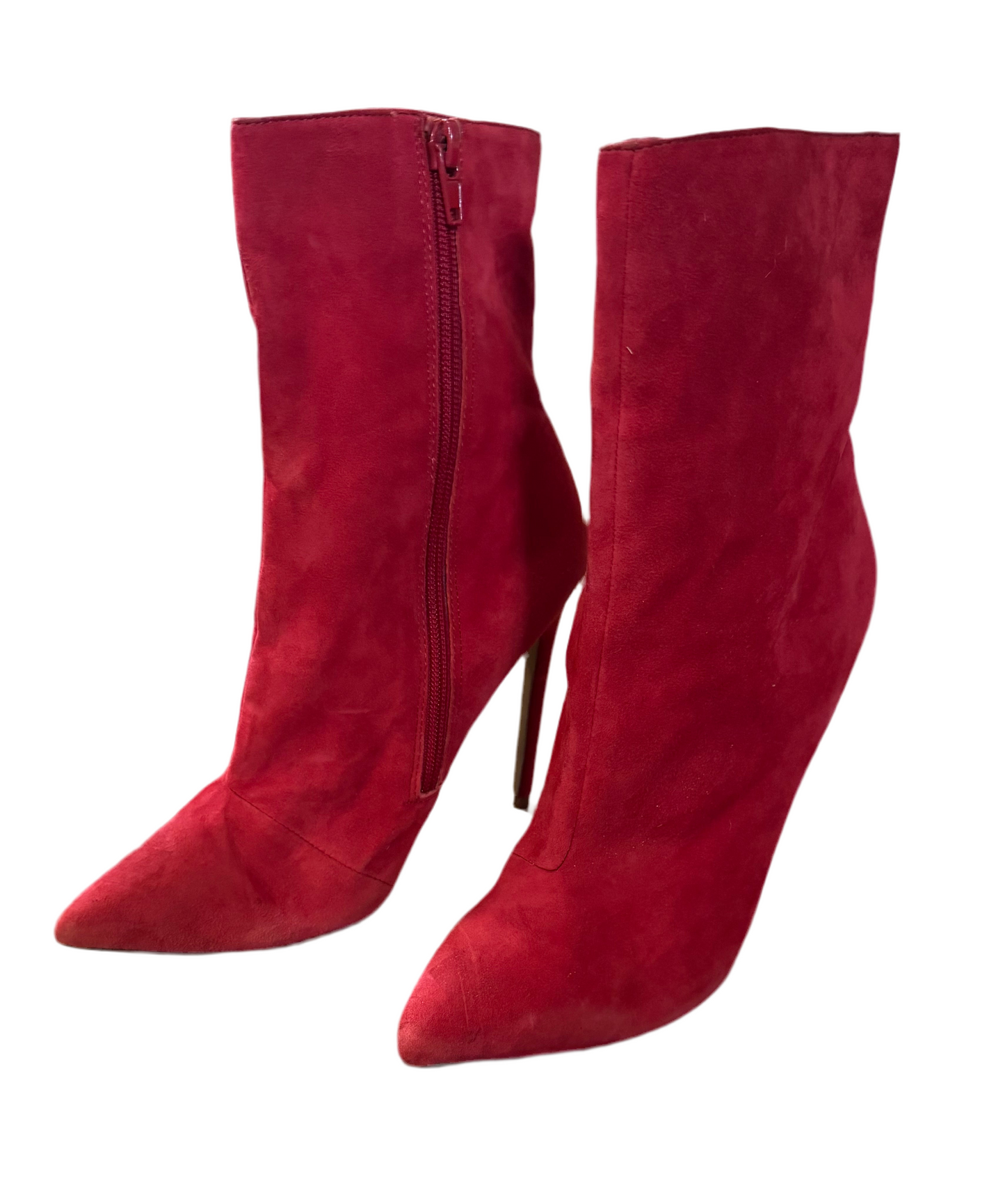Steve Madden Wagner Red Suede Mid Calf Stiletto Boot  Size 7.5M
