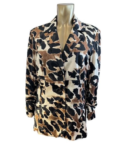 PECK & PECK Cheetah Print Satin Blazer Size 12