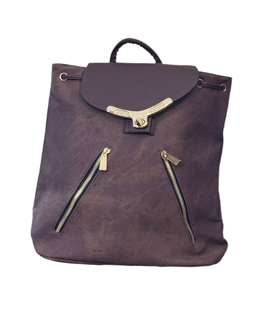 Brown Faux Leather Backpack