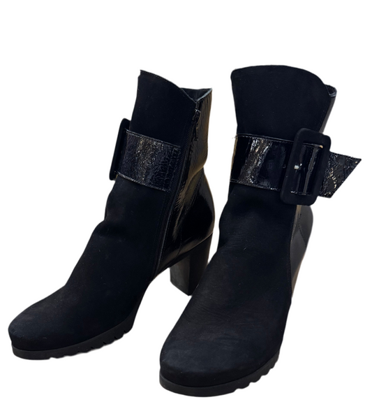 Arche Suede Black Patent Bootie EU 40