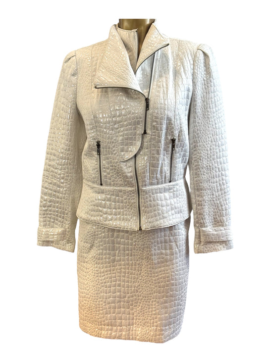 Worthington White  Crocodile Skirt Suit Size M