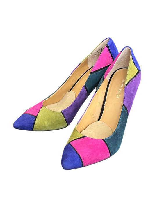 Nine West Multicolored Patchwork 90s Style Suede Size 8
