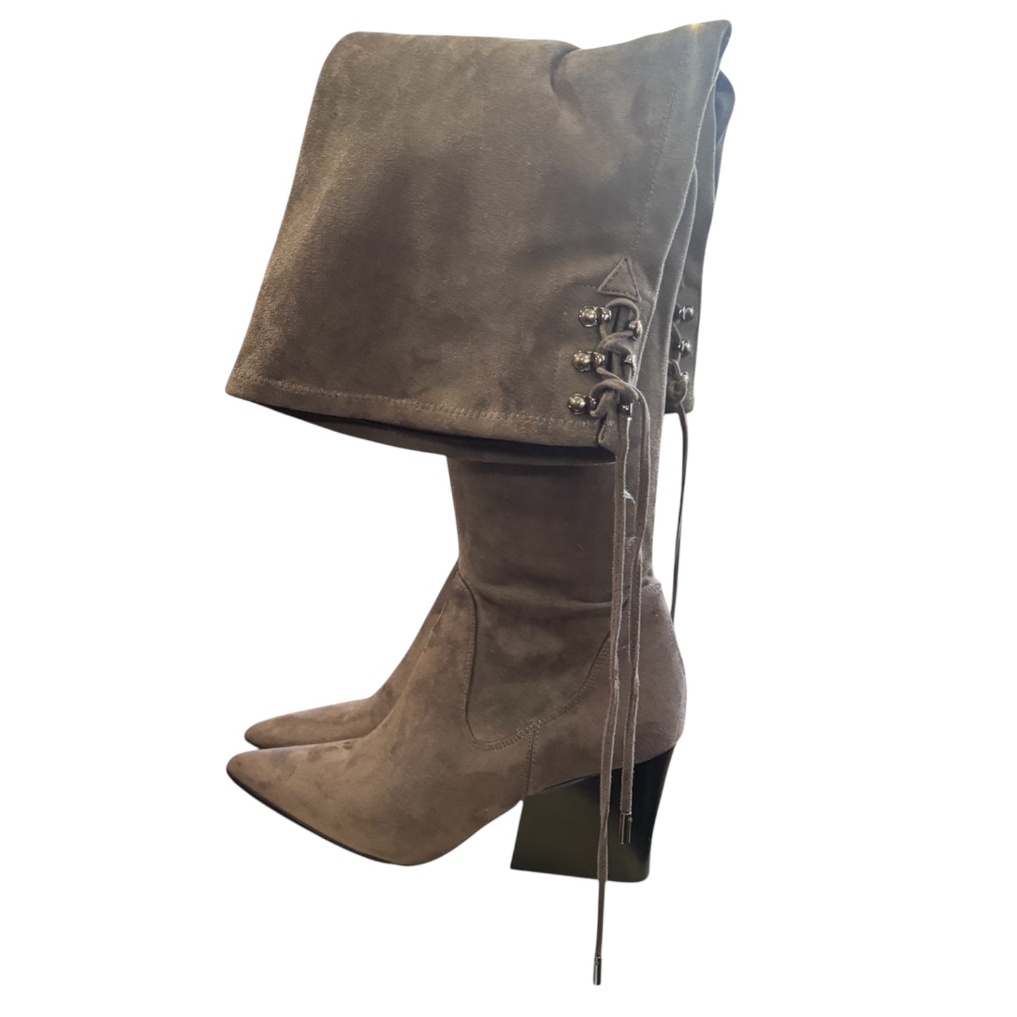 Kendall + Kyle Over the Knee Cowboy Style Gray Faux Suede Boot Size 10m