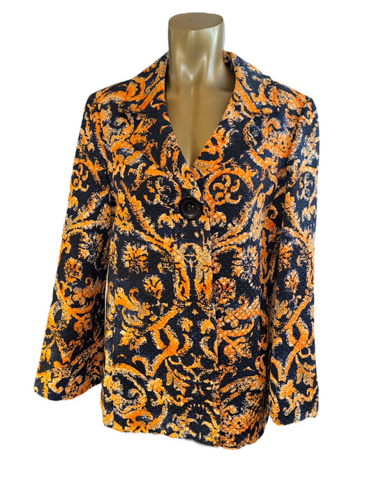 ELLEN TRACY Abstract Print Orange/Blue Jacket Size