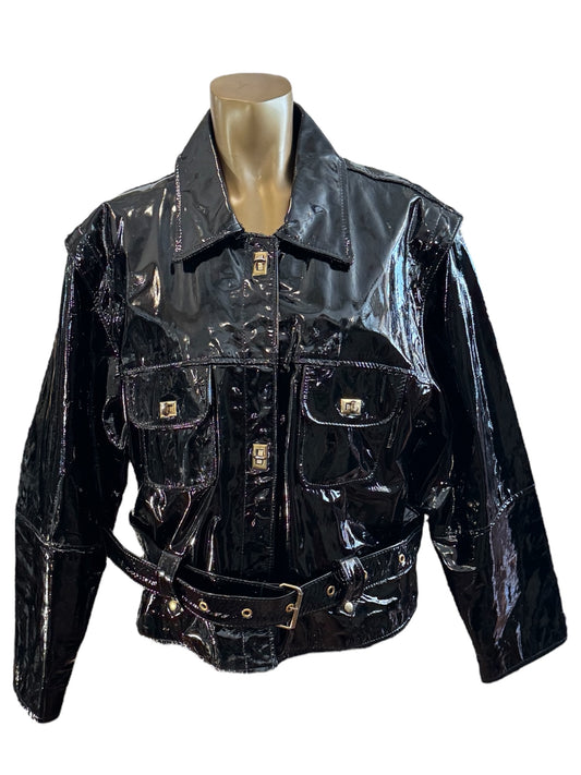 Vintage Black Genuine Patent Leather Jacket/Vest Size XL