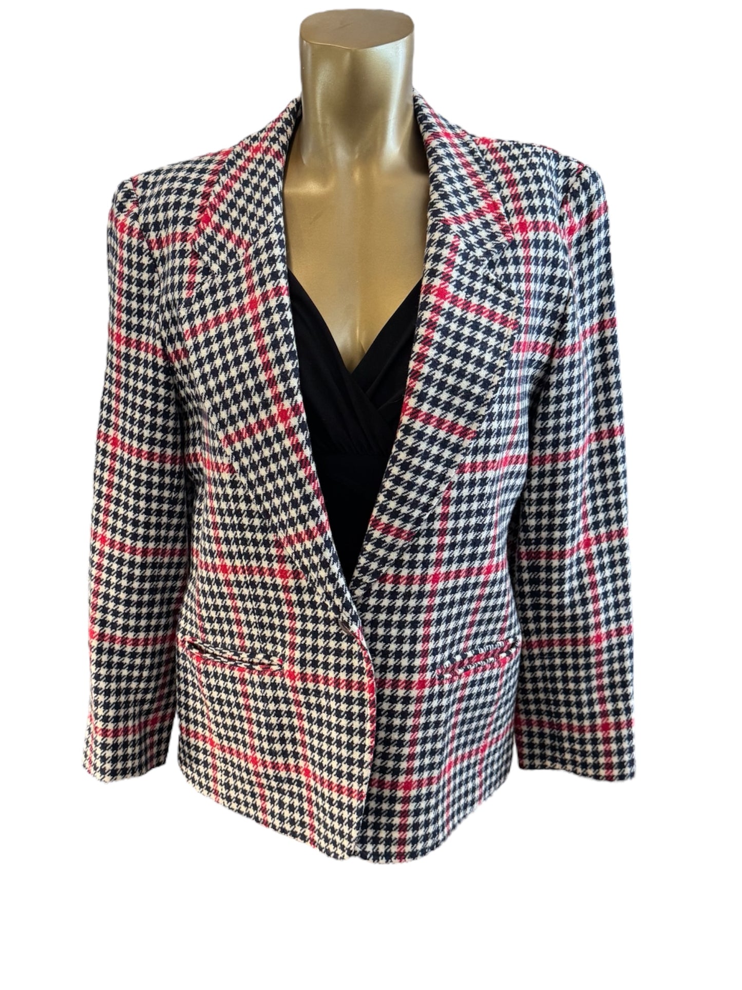 PENDLETON Red & Navy Blue Plaid Blazer 100% virgin wool Size L