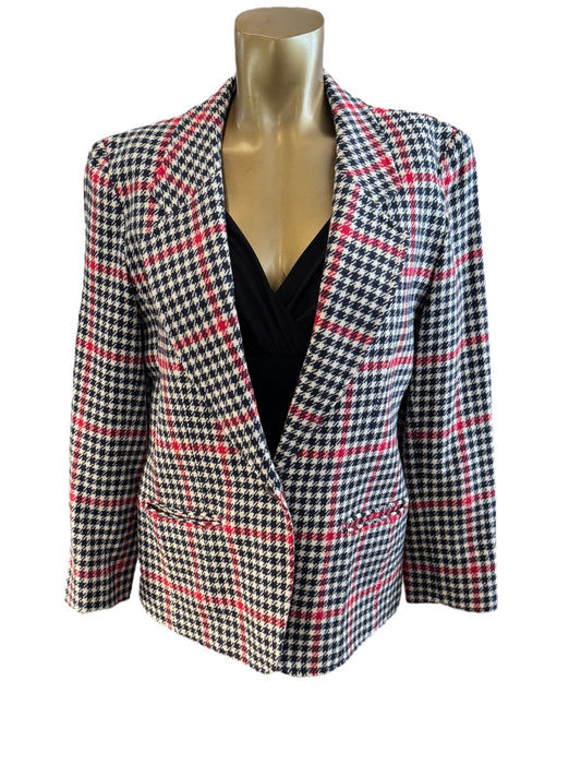 PENDLETON Red & Navy Blue Plaid Blazer 100% virgin wool Size L