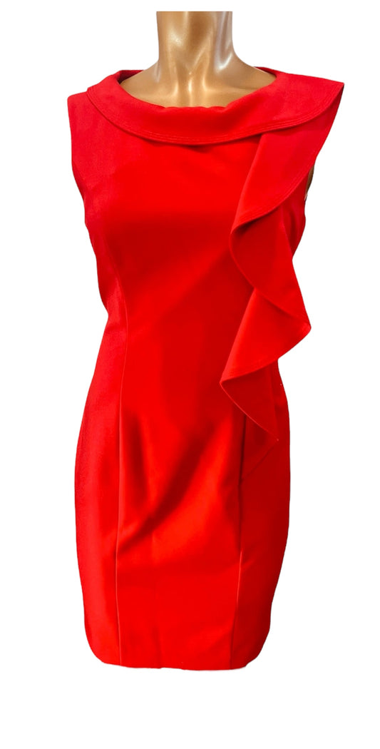 CALVIN KLEIN Red Ruffled Dress  Size 6