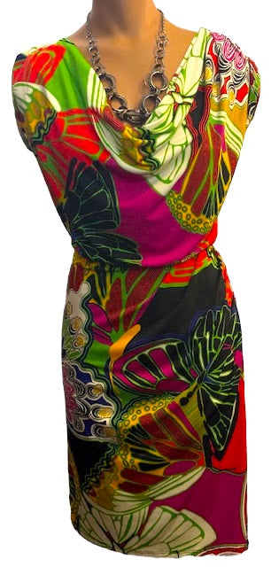 ALFANI Butterfly Print Sheath Dress Size 2