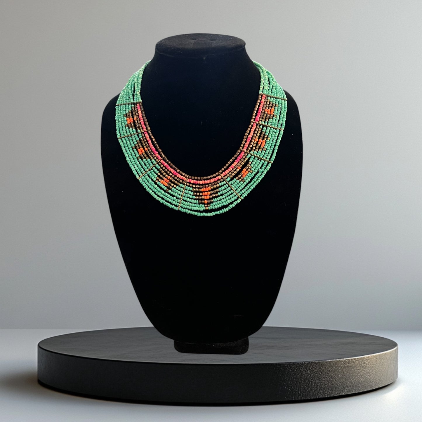 Colorful Tribal Beaded Collar Necklace