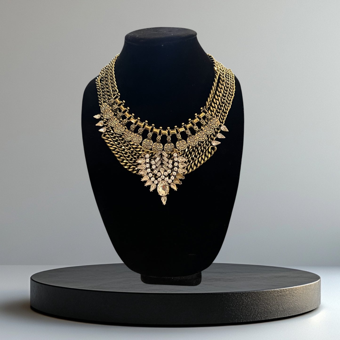 Gold Crystal Bib Necklace