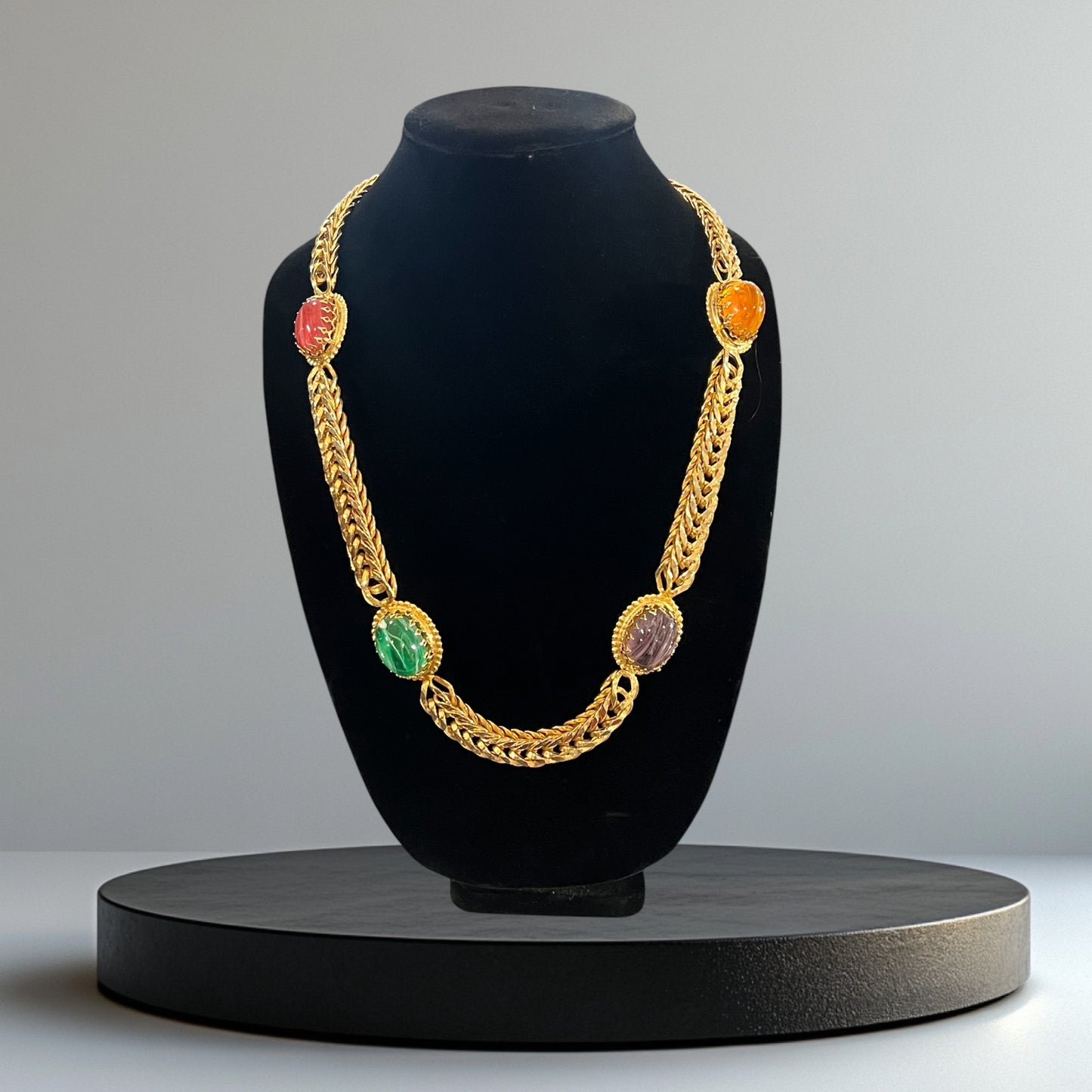 Multicolor Pendant Gold Chain Necklace