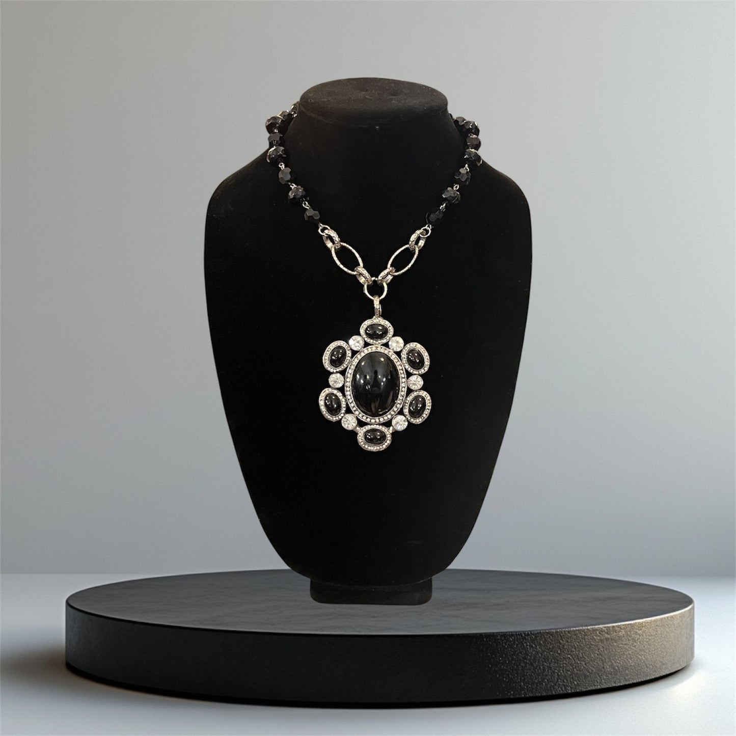 Black Silver Statement Necklace