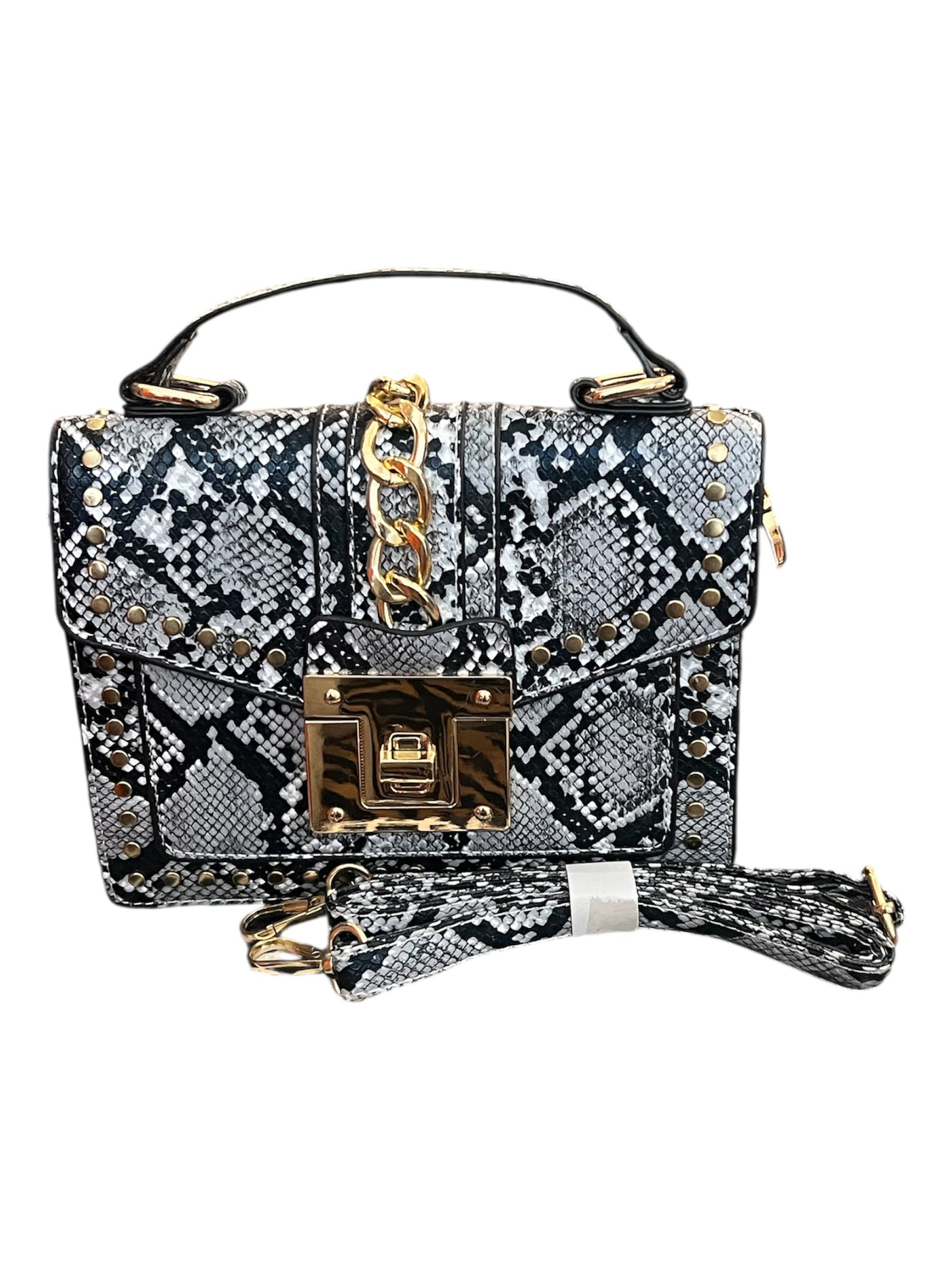 Black Snake Skin Mini Handbag
