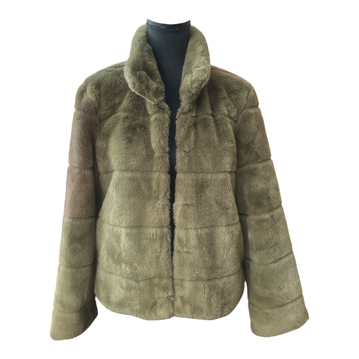 Cisono Olive Green Faux Fur Jacket