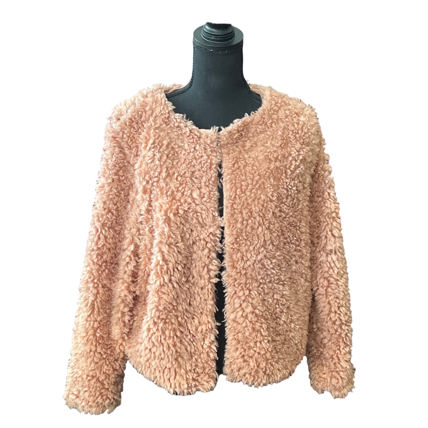 H&M Pink Blush Faux Fur Jacket Size L