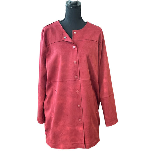 Peck&Peck Burgundy Suede Button Up Duster Size L