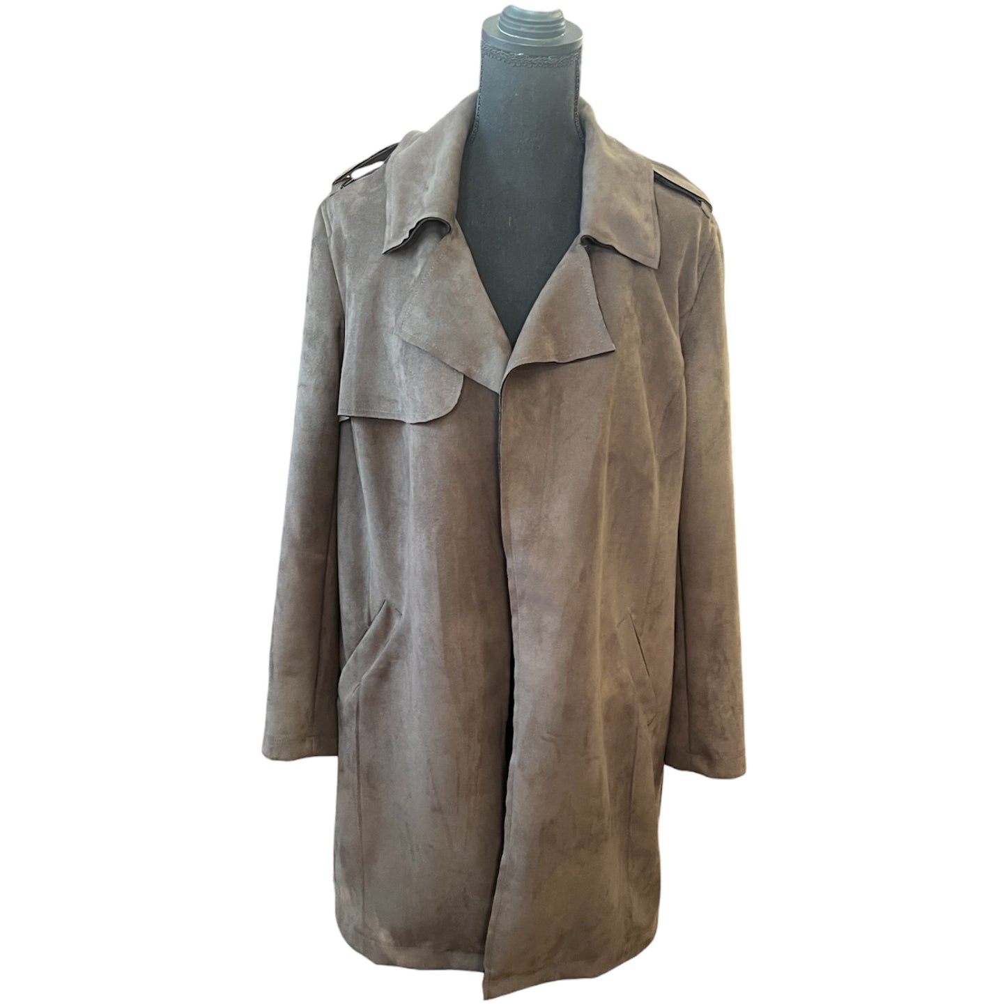 Ookie & LaLa Green Suede Trench Style Duster Size M