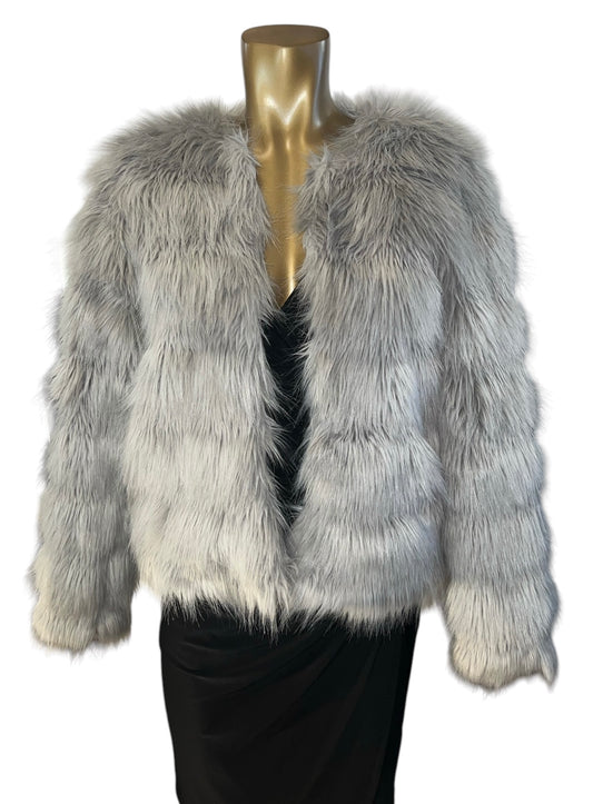 H&M Grey Faux Fur Jacket  Size S