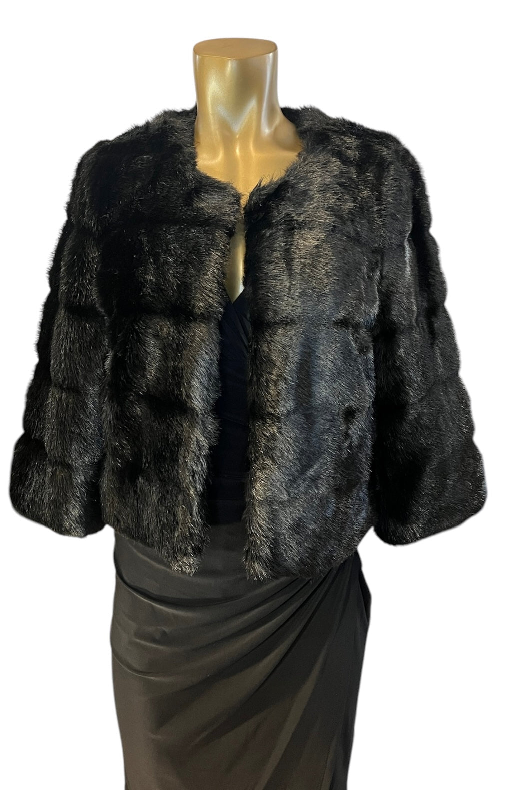 DYNK Black Faux Fur Jacket  Size M