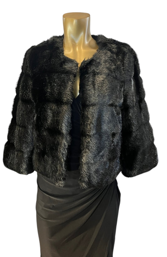 DYNK Black Faux Fur Jacket  Size M