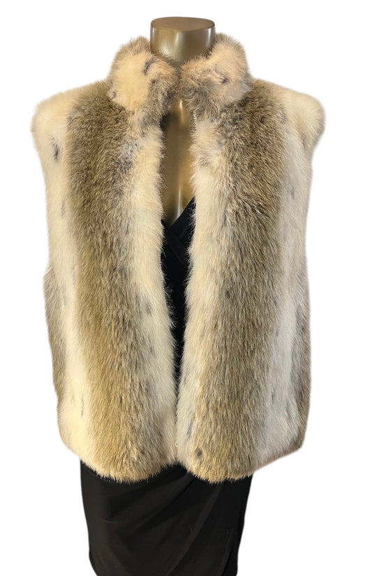 Faux Fur Animal Print Reversible Vest w/ Pockets  Size XL