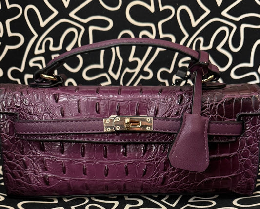 American Bee Purple Crocodile Boxy Satchel